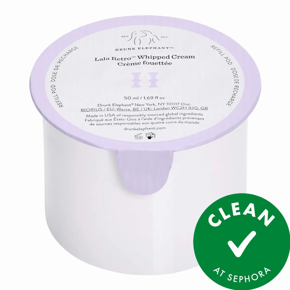 Lala Retro Nourishing Whipped Refillable Moisturizer with Ceramides 1.69 oz / 50 mL Refill by Drunk Elephant