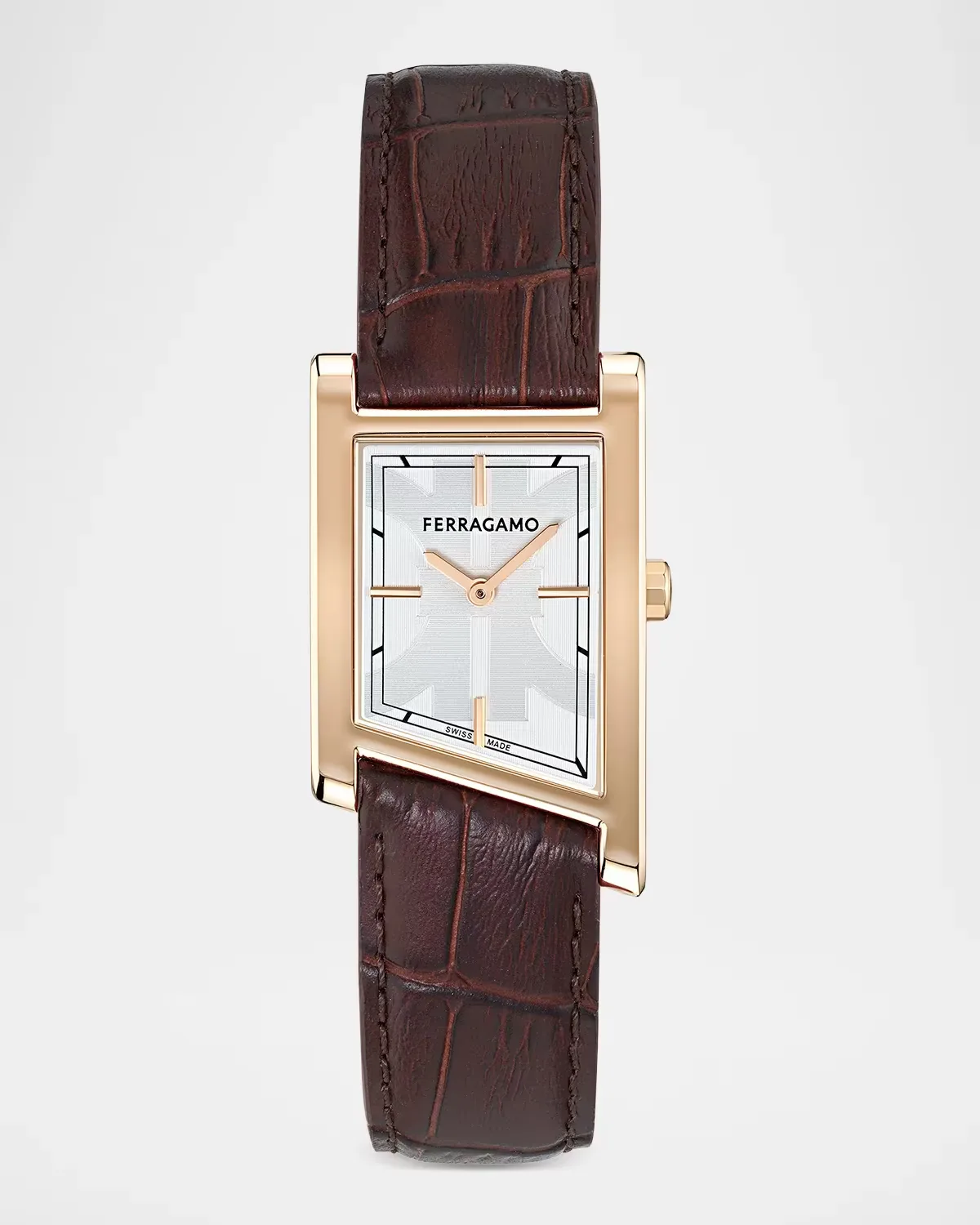 Ferragamo Asymetrique 75x115 Leather-Strap Watch by FERRAGAMO