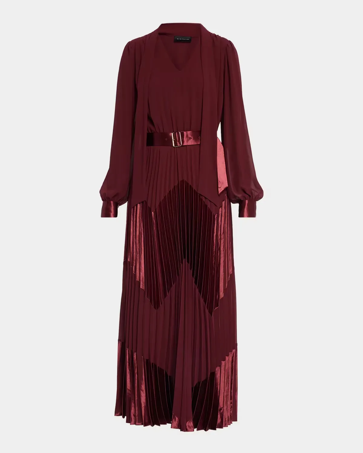 The Carrie Pleated Chevron Maxi Dress by Elie Tahari