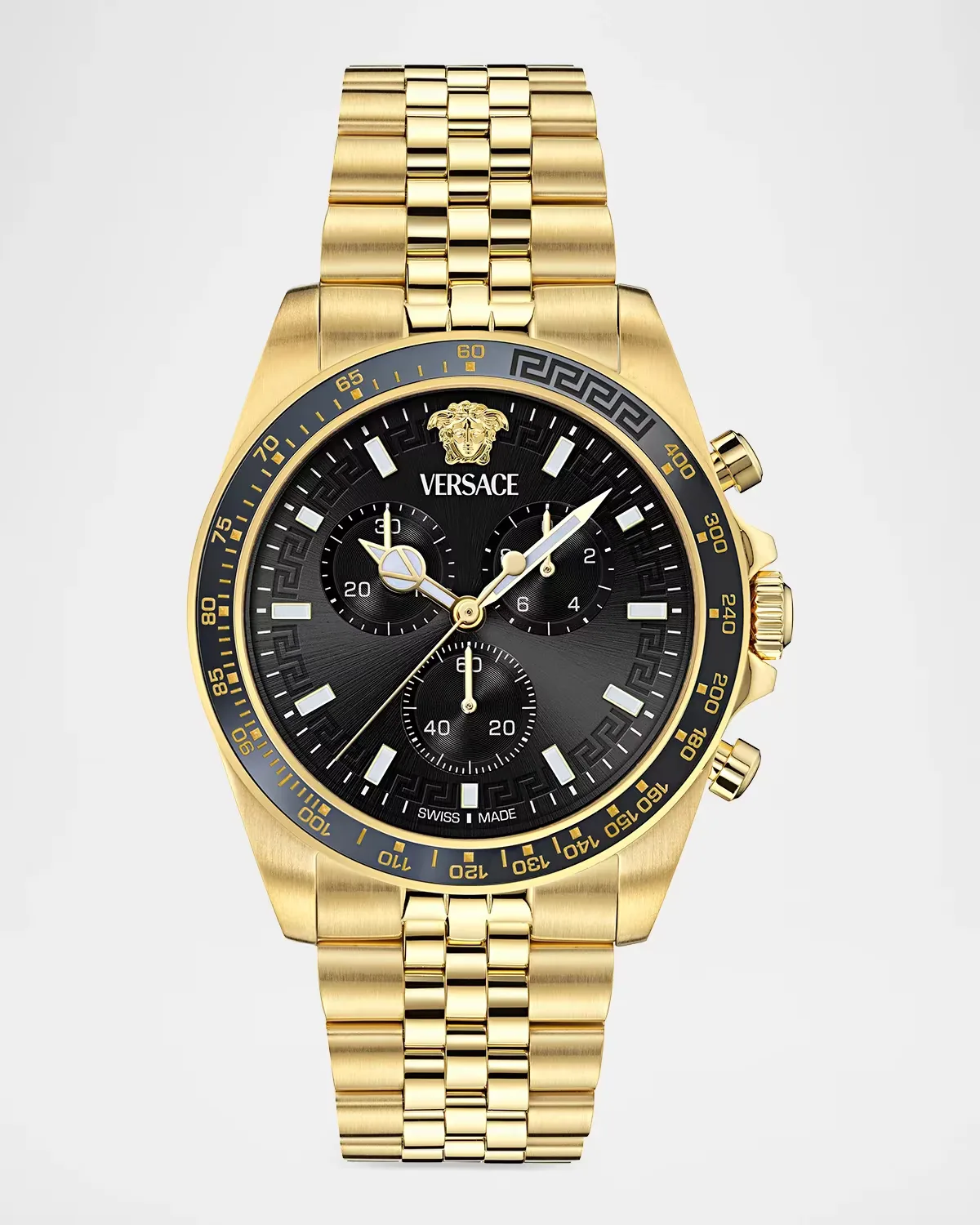 Greca Chrono Wave 43mm IP Yellow Gold Bracelet Watch