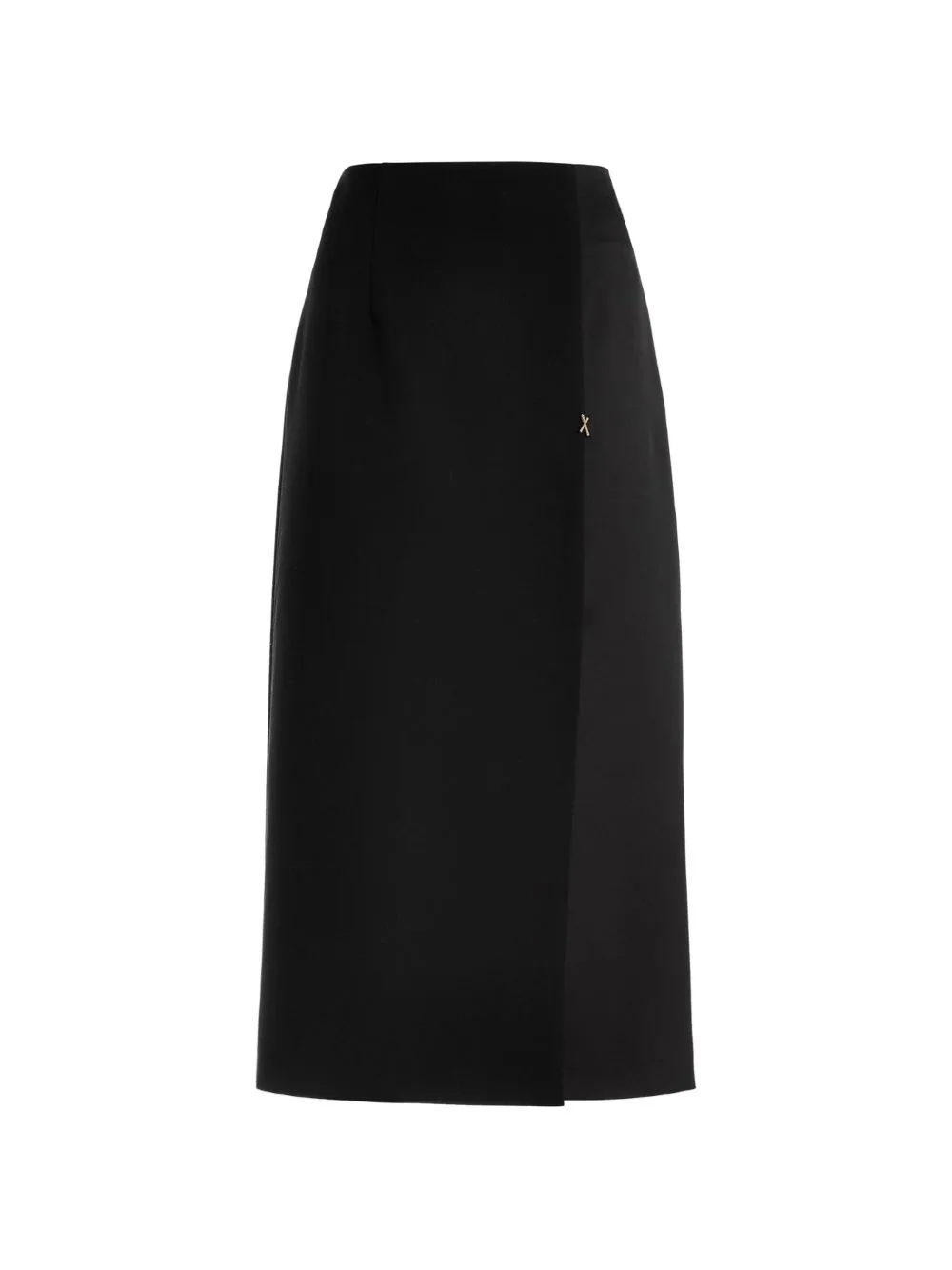 Wrap-Style Logo-Plaque Midi Skirt by Genny