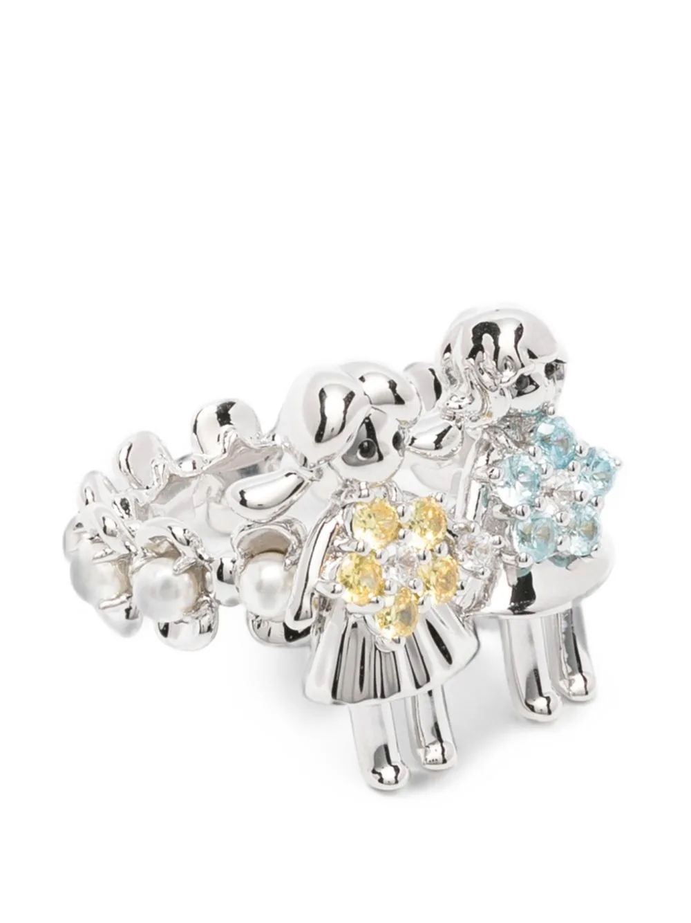 Crystal-Embellished Sterling Silver Ring by YVMIN