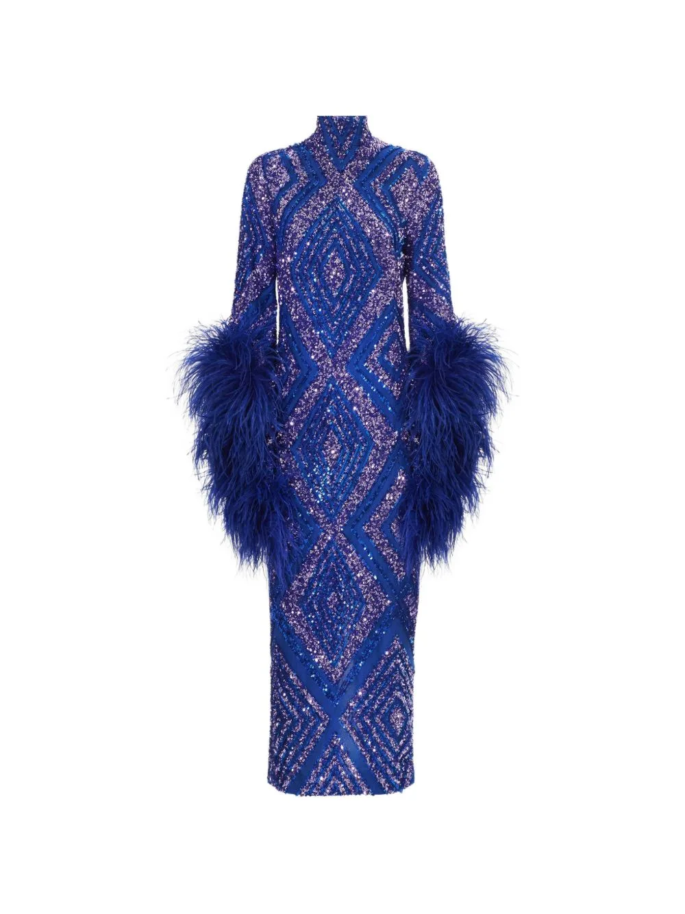 Del Rio Disco Sequin-Embellished Feather-Trim Maxi Dress by Taller Marmo