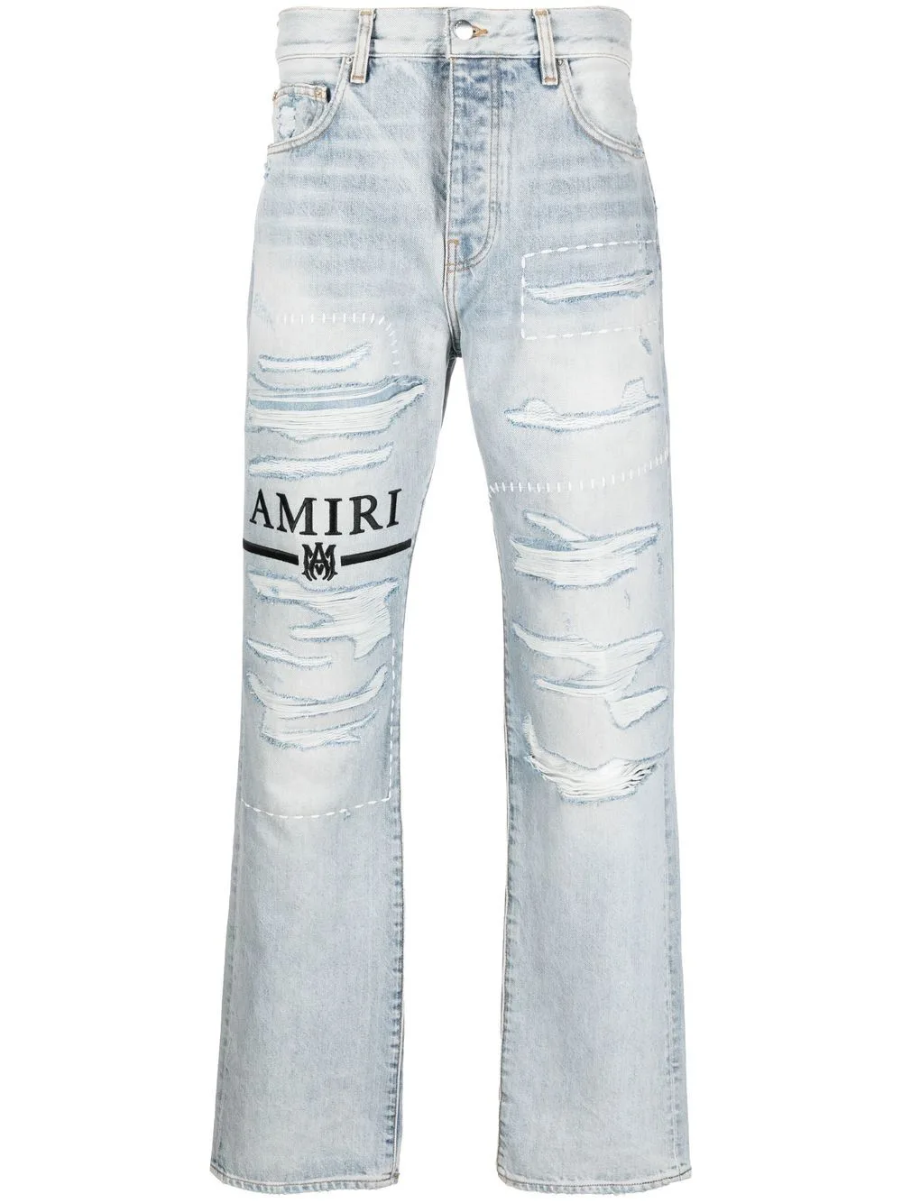 Logo-Embroidery Ripped Jeans by AMIRI