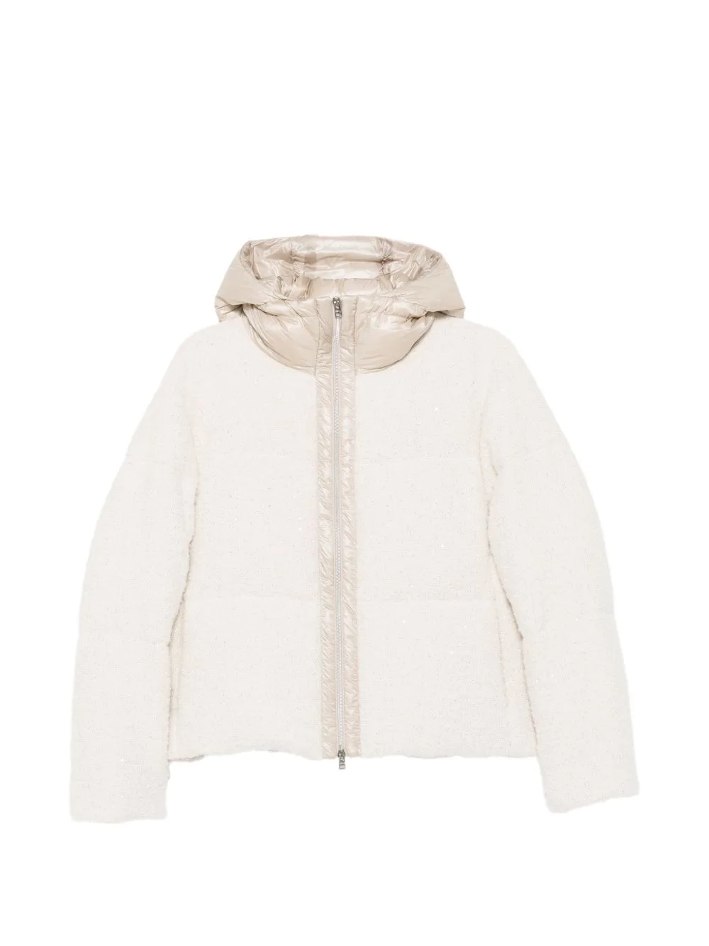 Sequin-Embellished Hooded Puffer Jacket by Herno