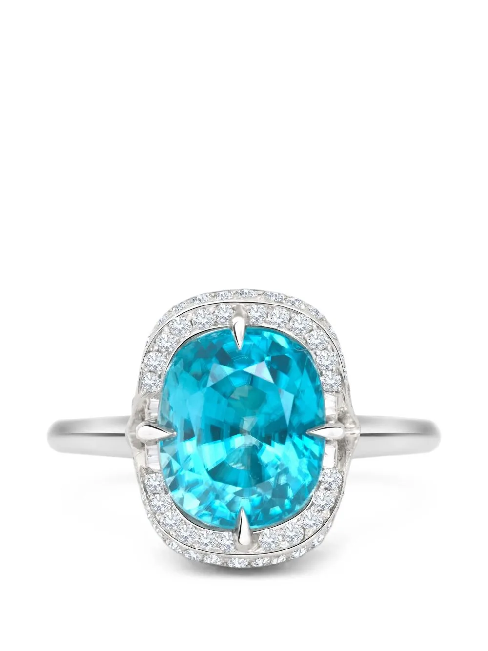 Aurora Blue Zircon and Diamond Ring by YI Collection
