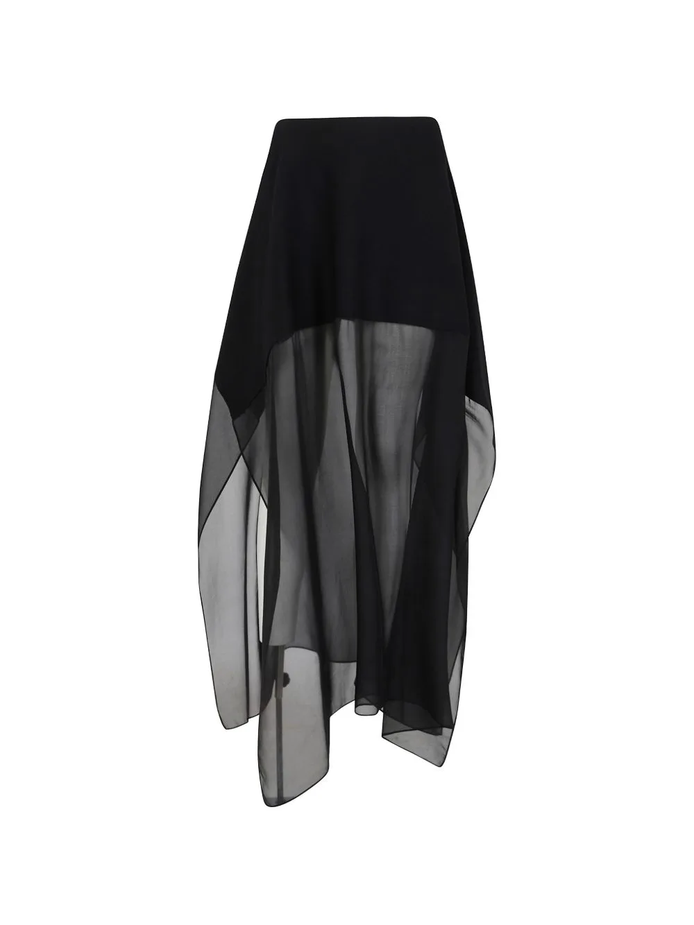 Sheer-Panel Asymmetric Midi Skirt by Max Mara