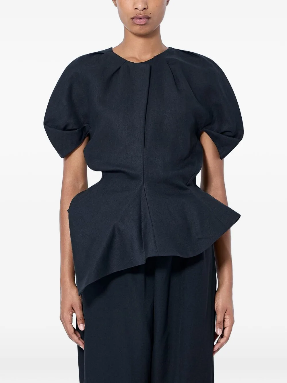 Rumi Puff-Sleeve Asymmetrical Blouse by KHAITE