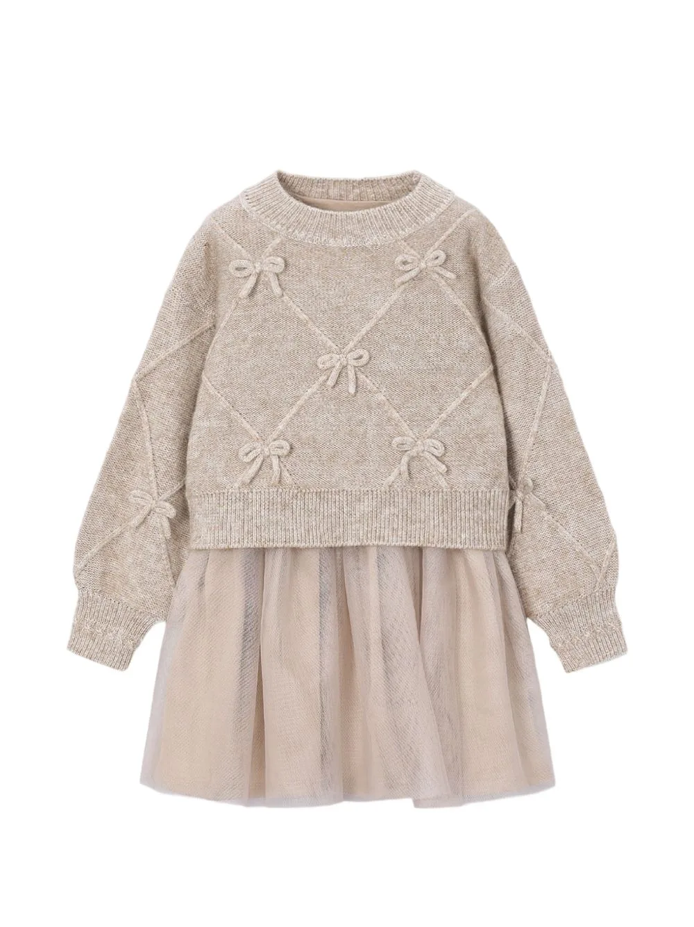 Bow-Embellished Tulle-Skirt Dress by Mayoral