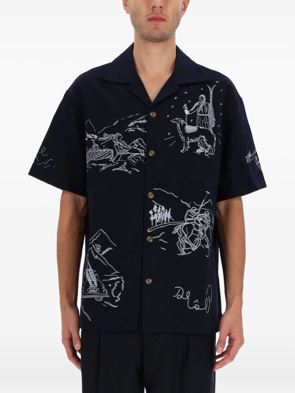 Embroidered Short-Sleeves Shirt by Drôle De Monsieur