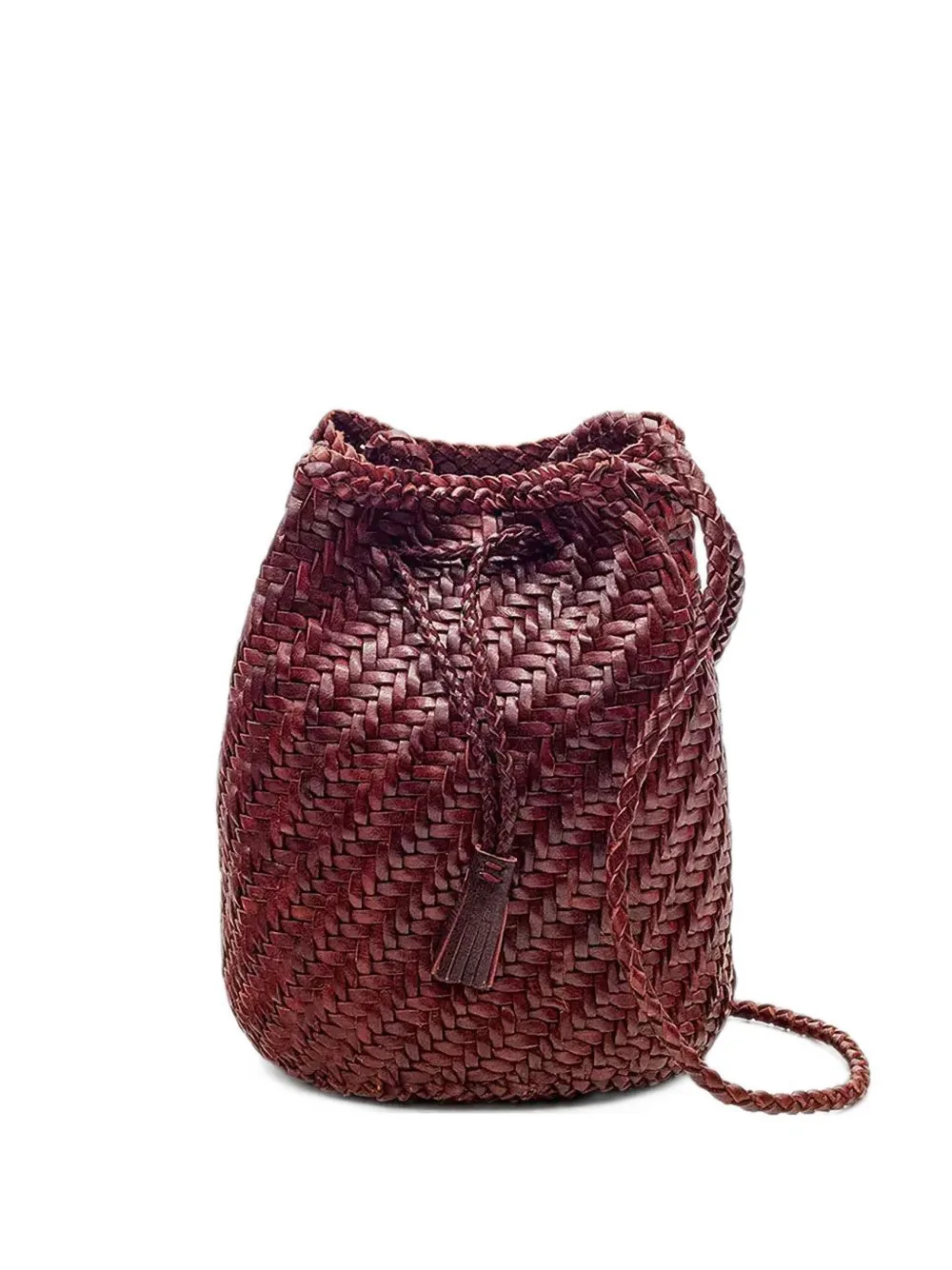 Pompom Double Jump Woven-Leather Bucket Bag by DRAGON DIFFUSION