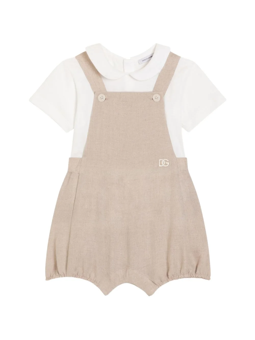 Linen Romper with Embroidery by Dolce & Gabbana Kids