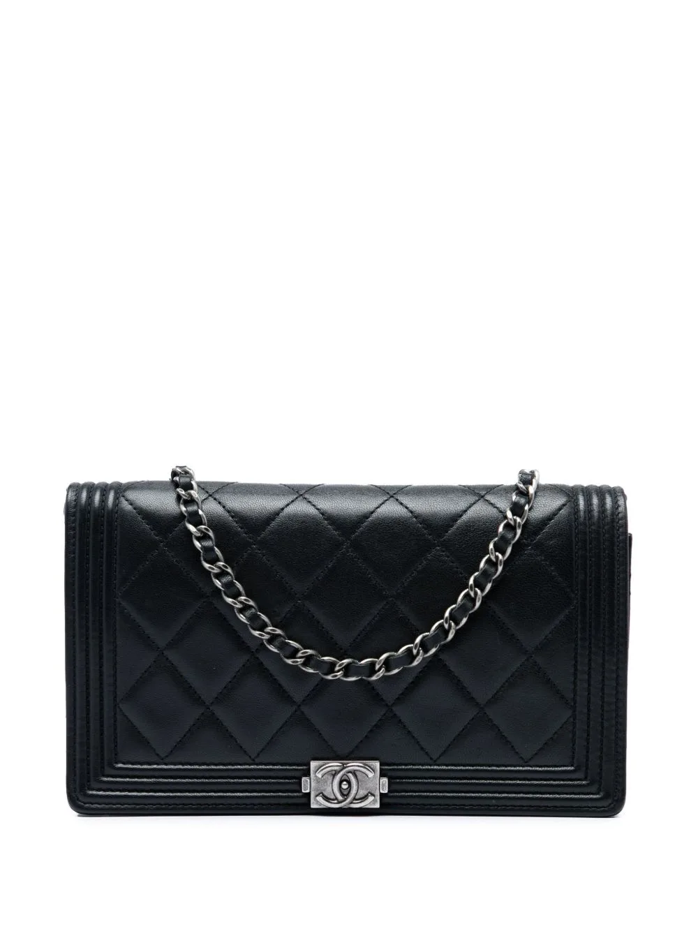 2014-2015 Quilted Lambskin Boy Wallet on Chain Shoulder Bag by CHANEL Pre-Owned