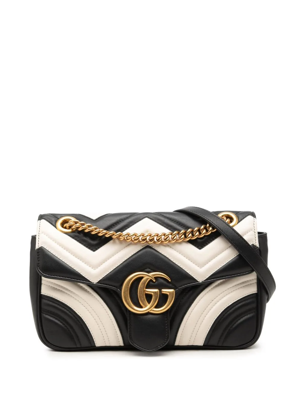 2016-2026 Medium GG Marmont Bicolor Matelasse Calfskin Shoulder Bag