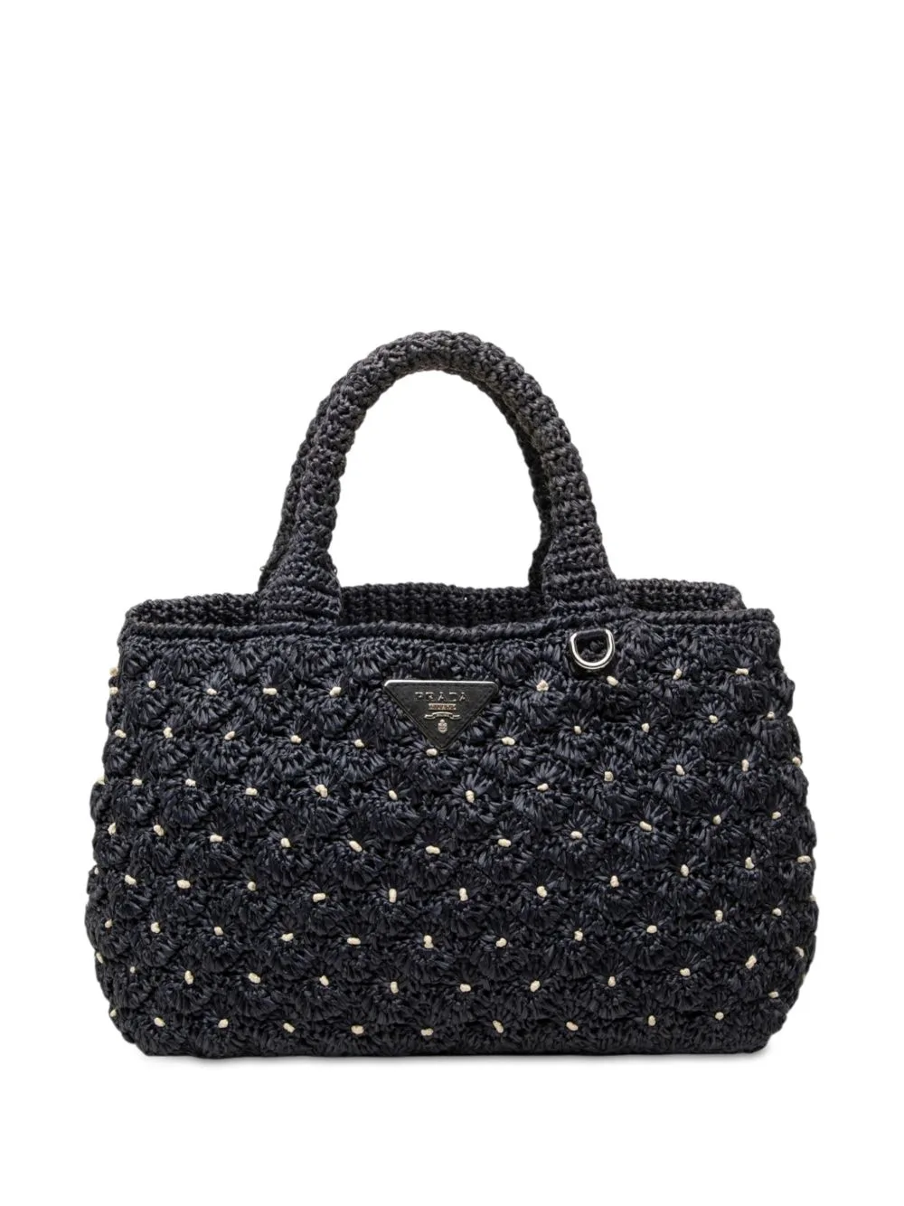 2013-2026 Raffia Effect Crochet Pois Satchel by Prada Pre-Owned