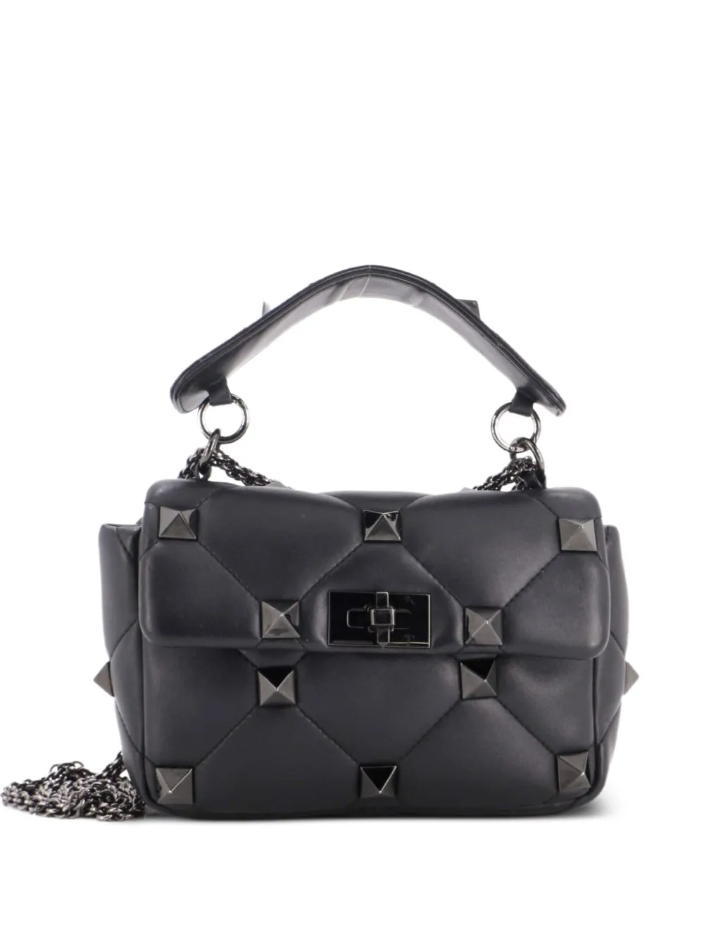 Roman Stud Flap Bag Quilted Leather Medium Crossbody Bag by Valentino Garavani Pre-Owned