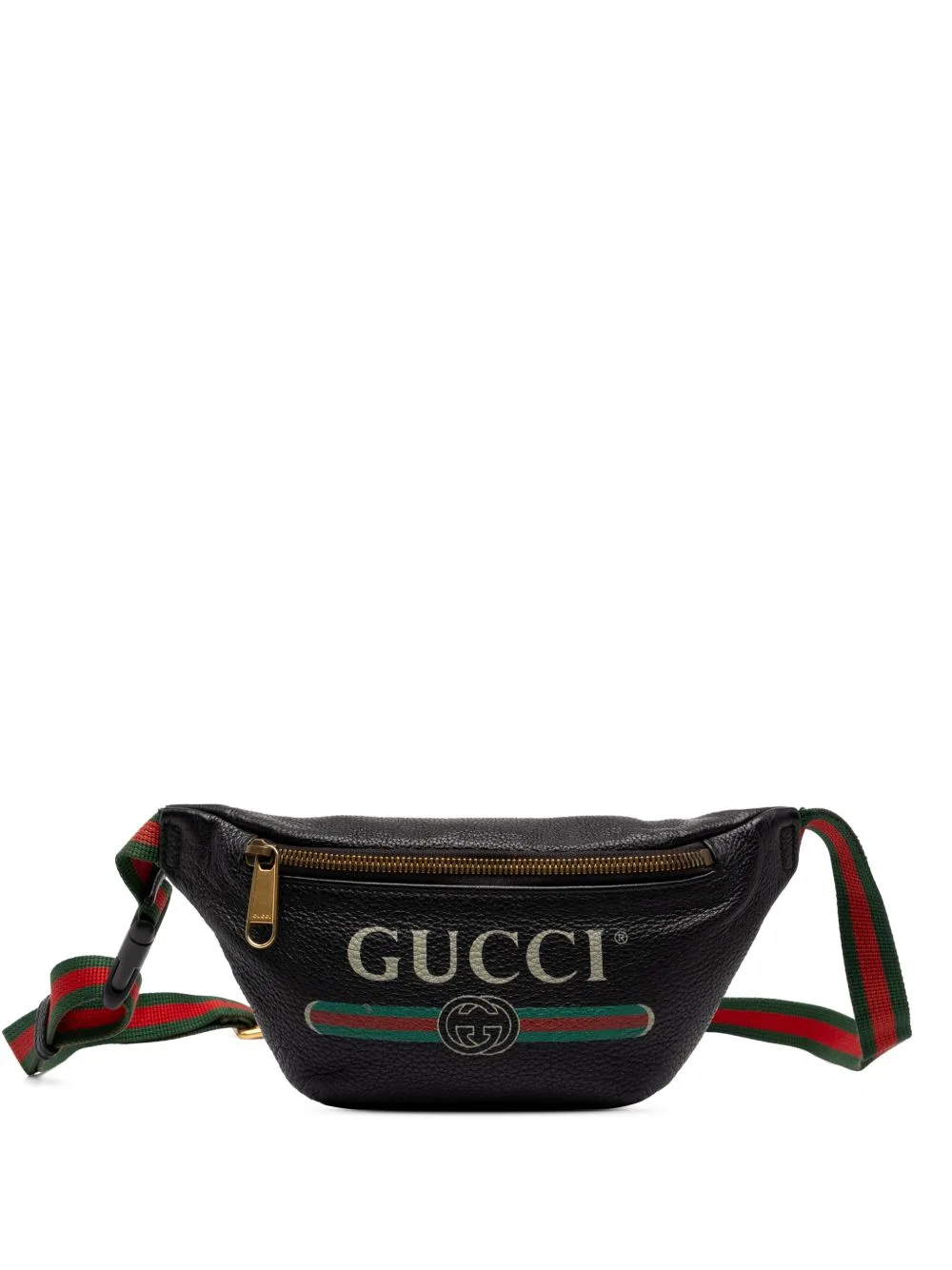 2016-2026 Small Grained Calfskin Web Logo Belt Bag by Gucci Pre-Owned