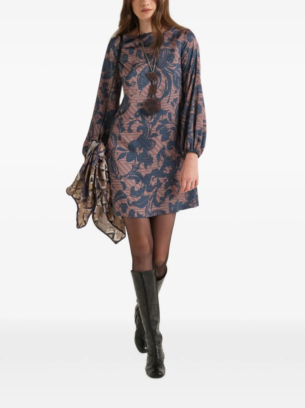 Sweet Foliage Floral-Print Mini Dress by MALIPARMI