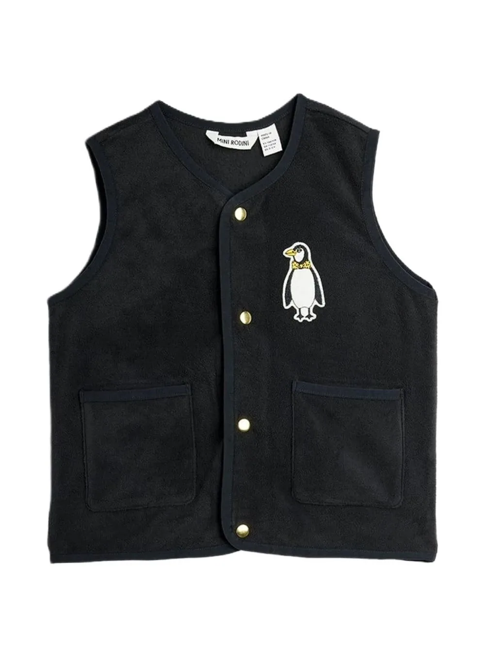 Penguin-Patch Fleece Vest by Mini Rodini