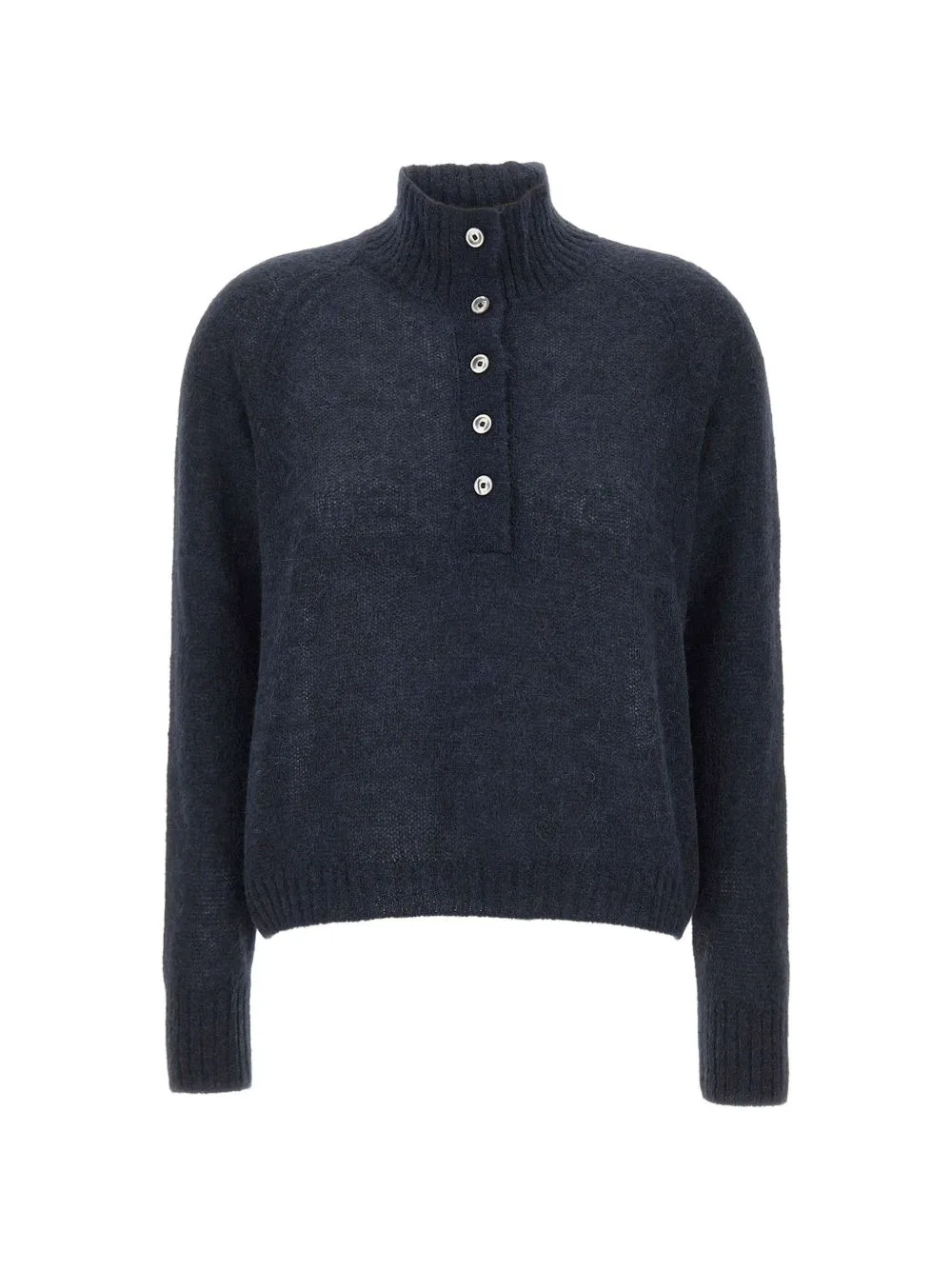 Button-Placket High-Neck Sweater by Gran Sasso
