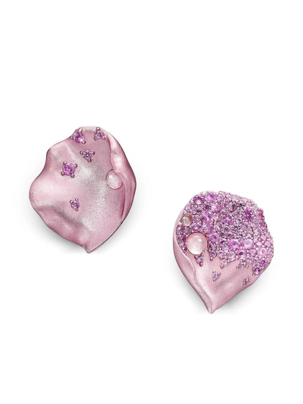 14K White Gold and Rhodium Vermeil Petal Sapphire and Topaz Earrings by Anabela Chan