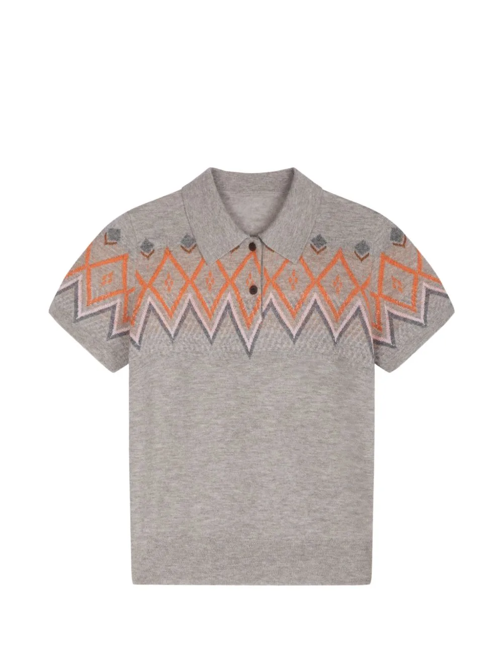 Geometric-Jacquard Short-Sleeve Sweater by JNBY