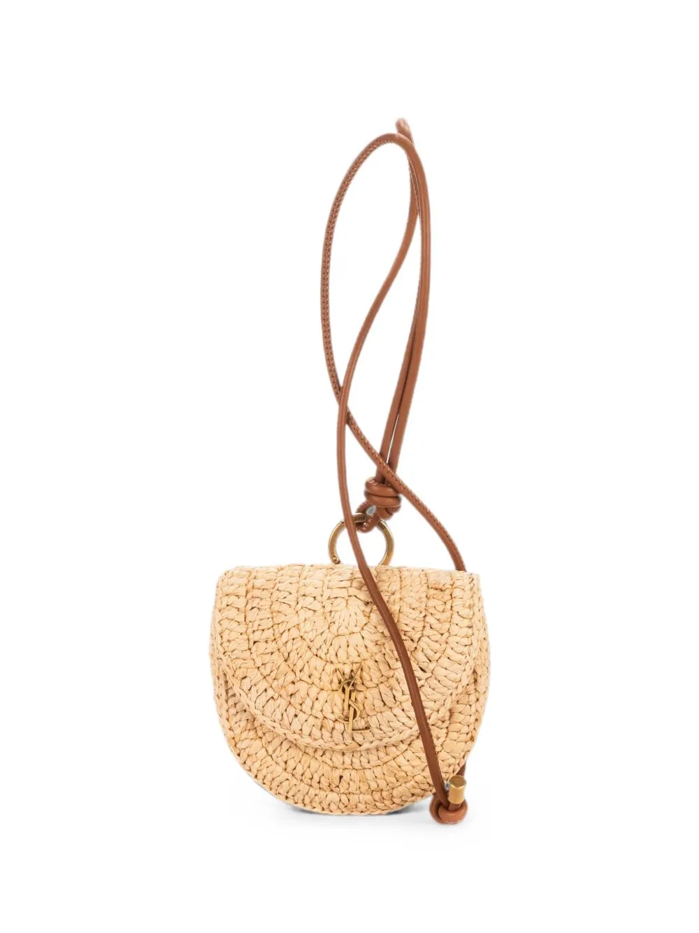 Mini Round Raffia Crossbody Bag by Saint Laurent Pre-Owned