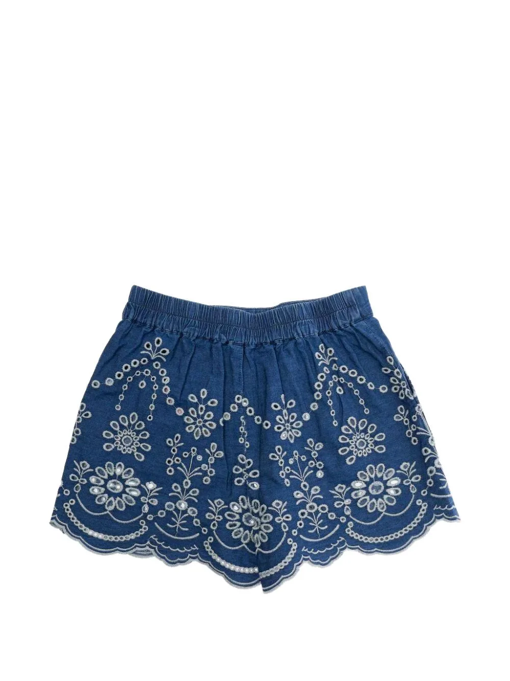 Amani Floral-Embroidered Cotton Shorts by MC2 Saint Barth Kids