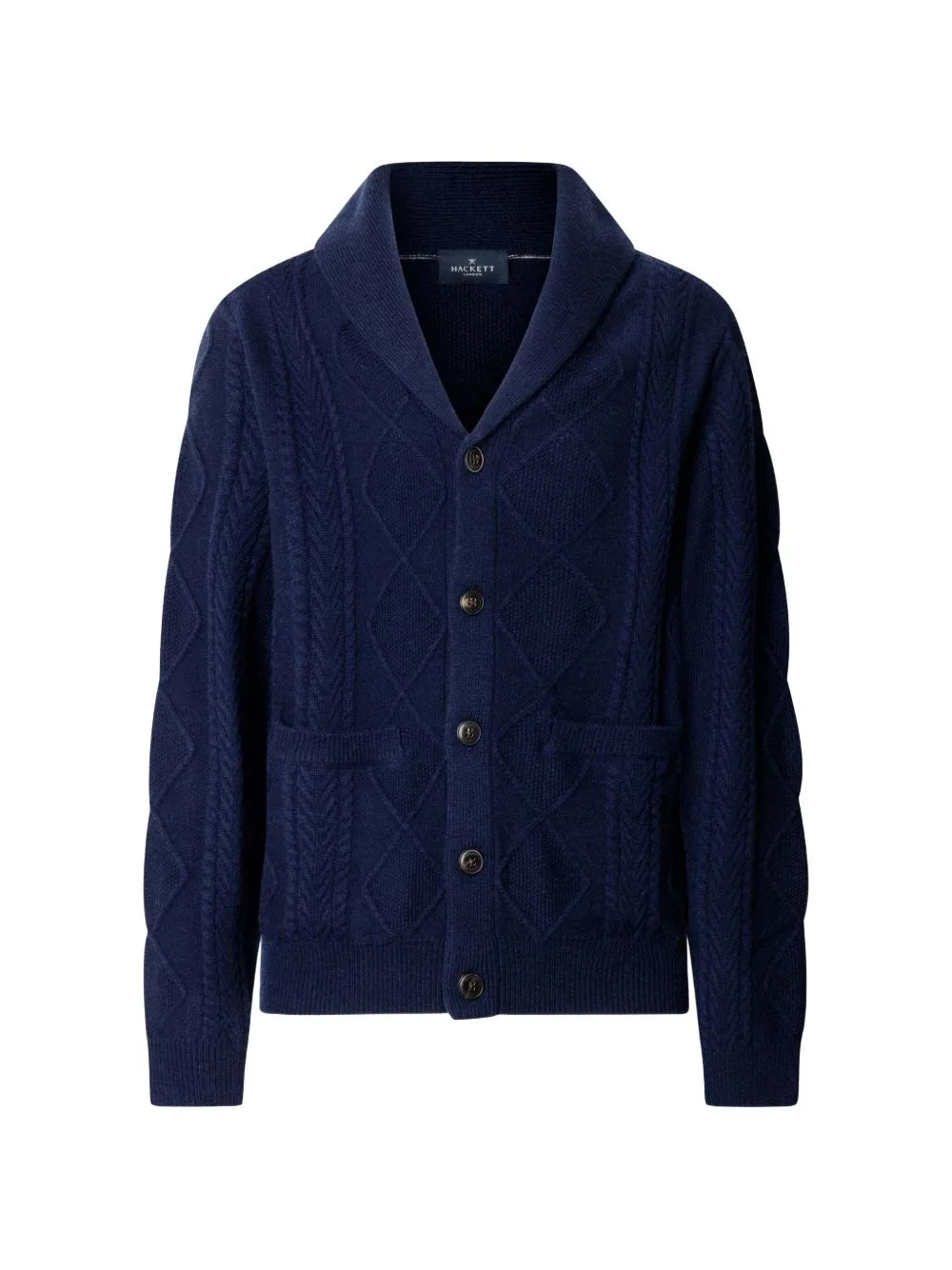 Cable-Knit Shawl-Collar Cardigan by Hackett London