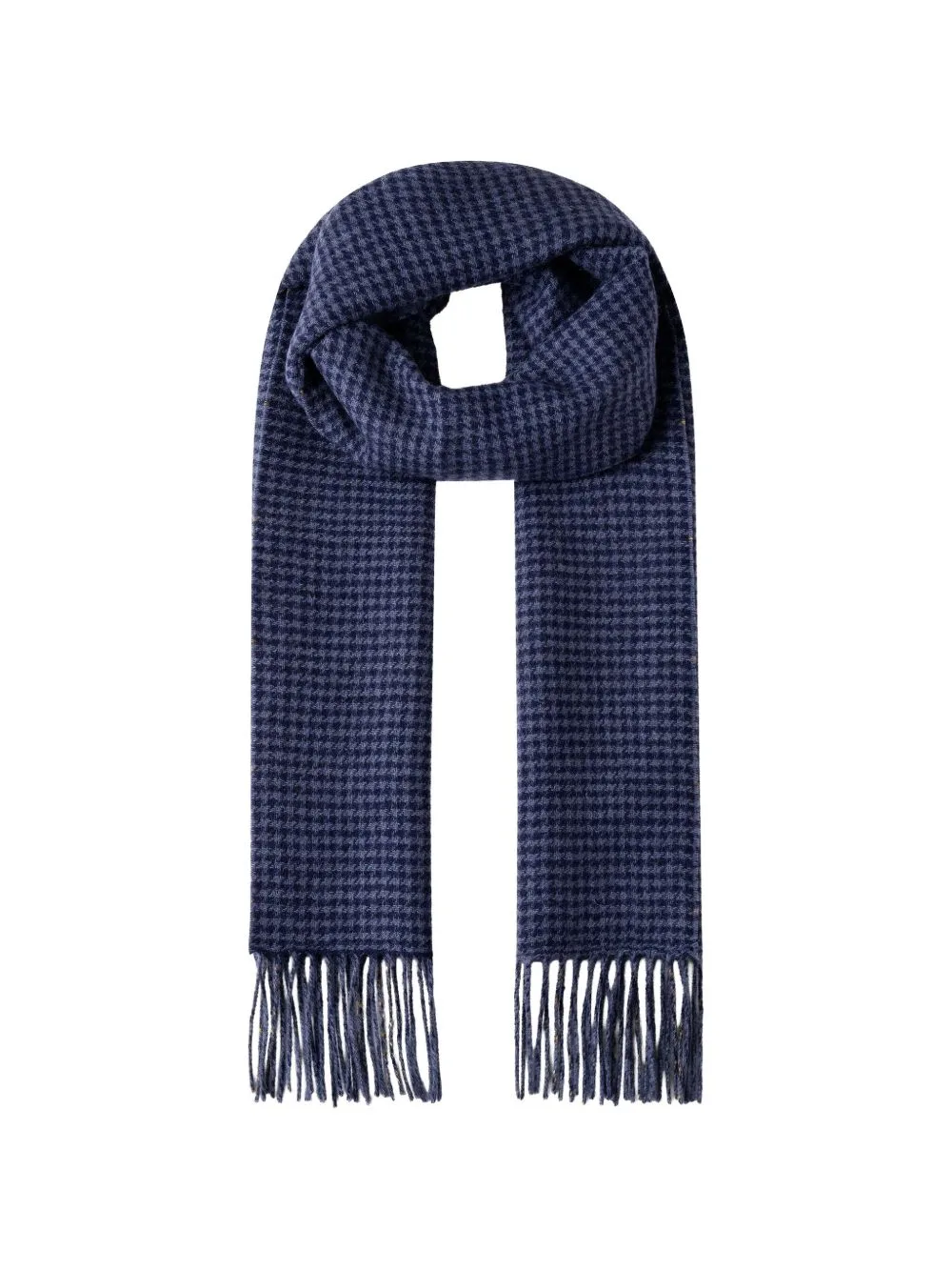 Houndstooth-Pattern Fringed Scarf
