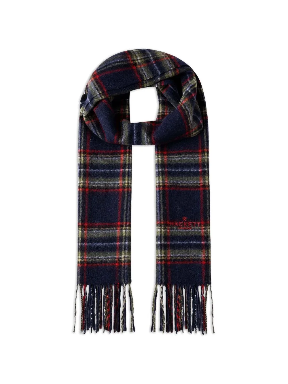 Plaid Logo-Embroidered Scarf by Hackett London