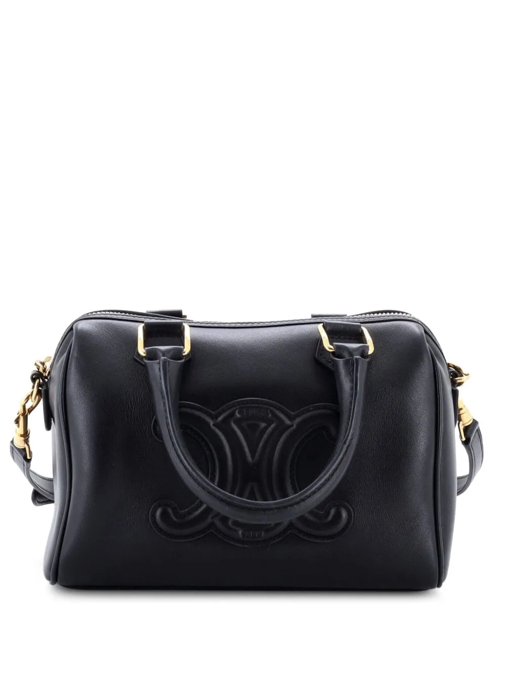 Cuir Triomphe Boston Bag Leather Small Satchel by Celine Pre-Owned