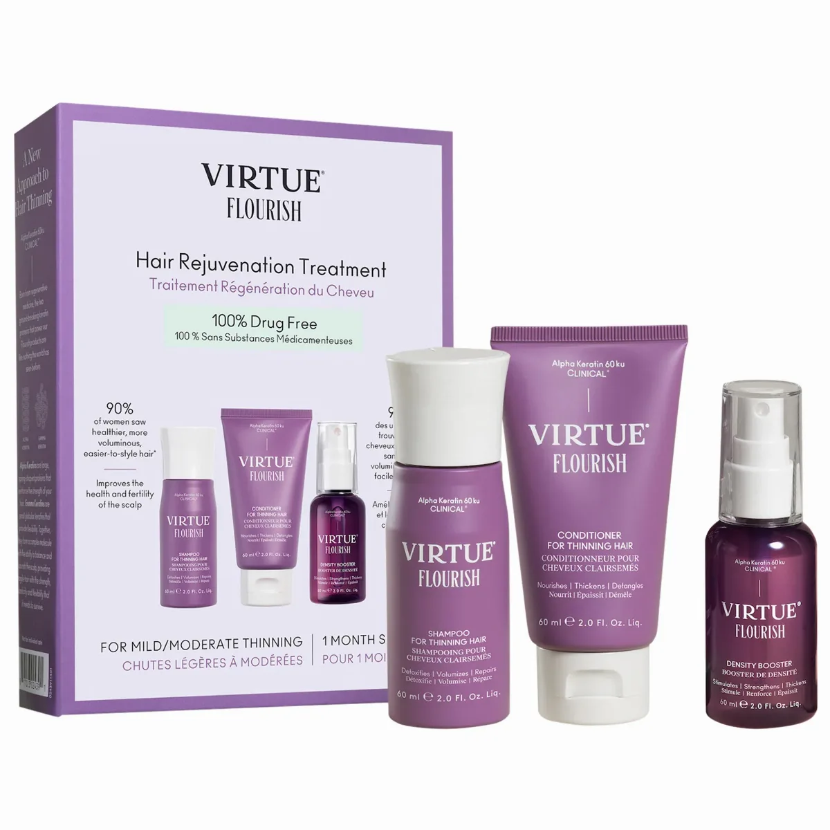 Flourish Hair Rejuvenation Treatment Set for Thinning Hair 30 Day Supply by Virtue