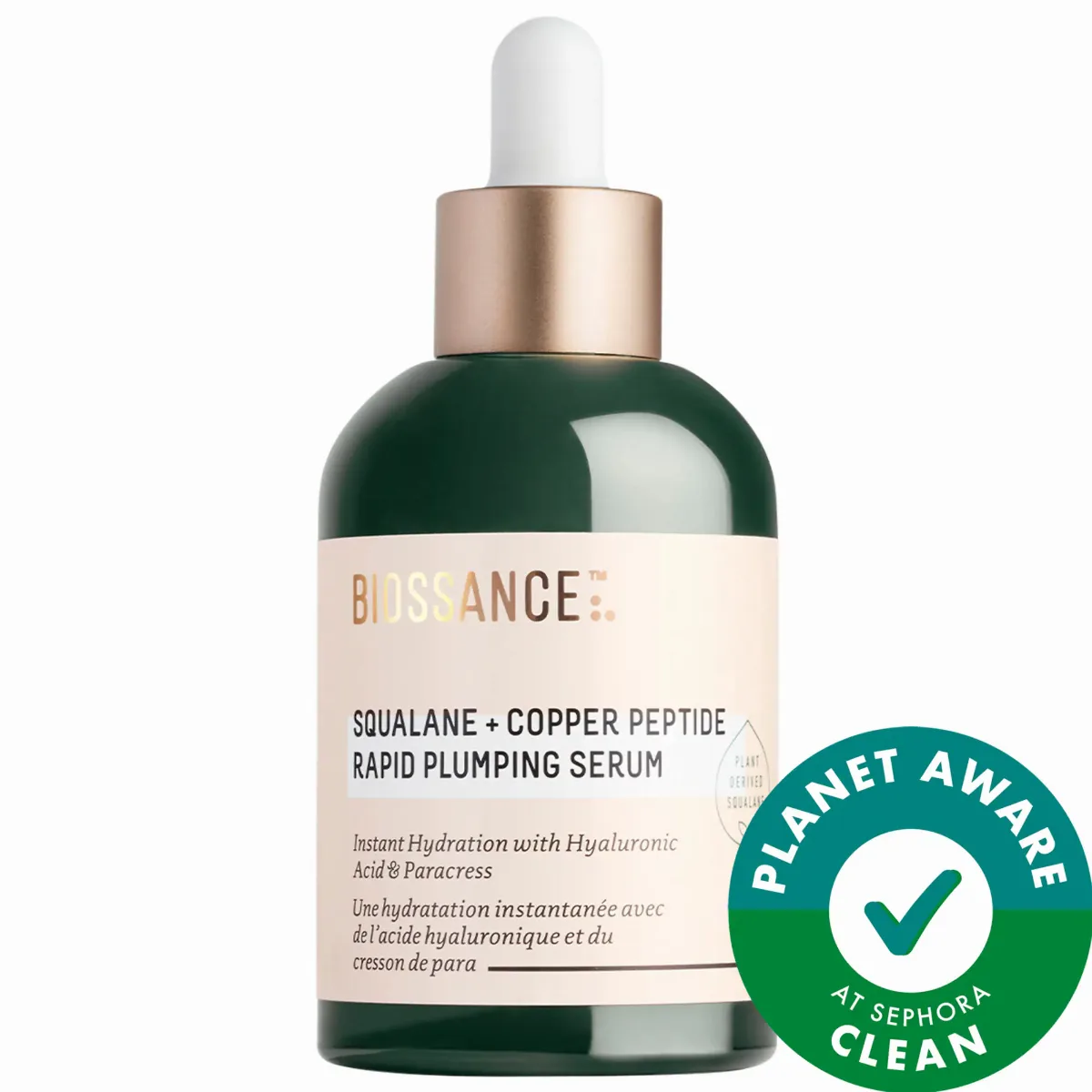Copper Peptide (GHK-Cu) Rapid Plumping & Hydrating Serum with Hyaluronic Acid + Squalane 1.69 oz / 50 mL by Biossance