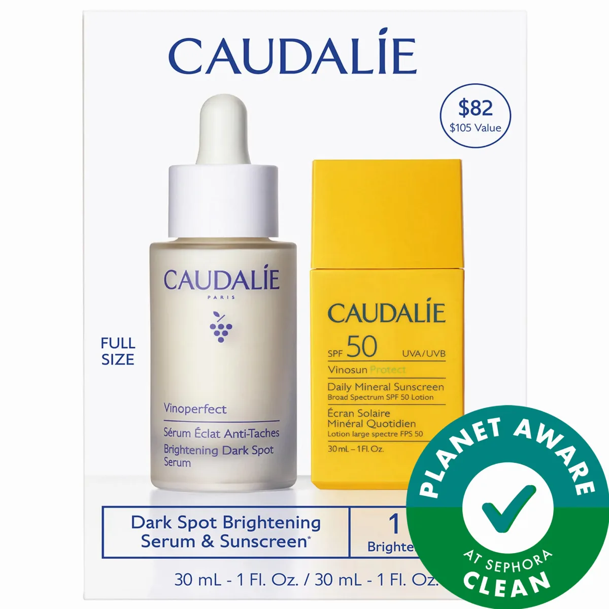 Dark Spot Brightening Serum & Sunscreen SPF 50 Set by Caudalie
