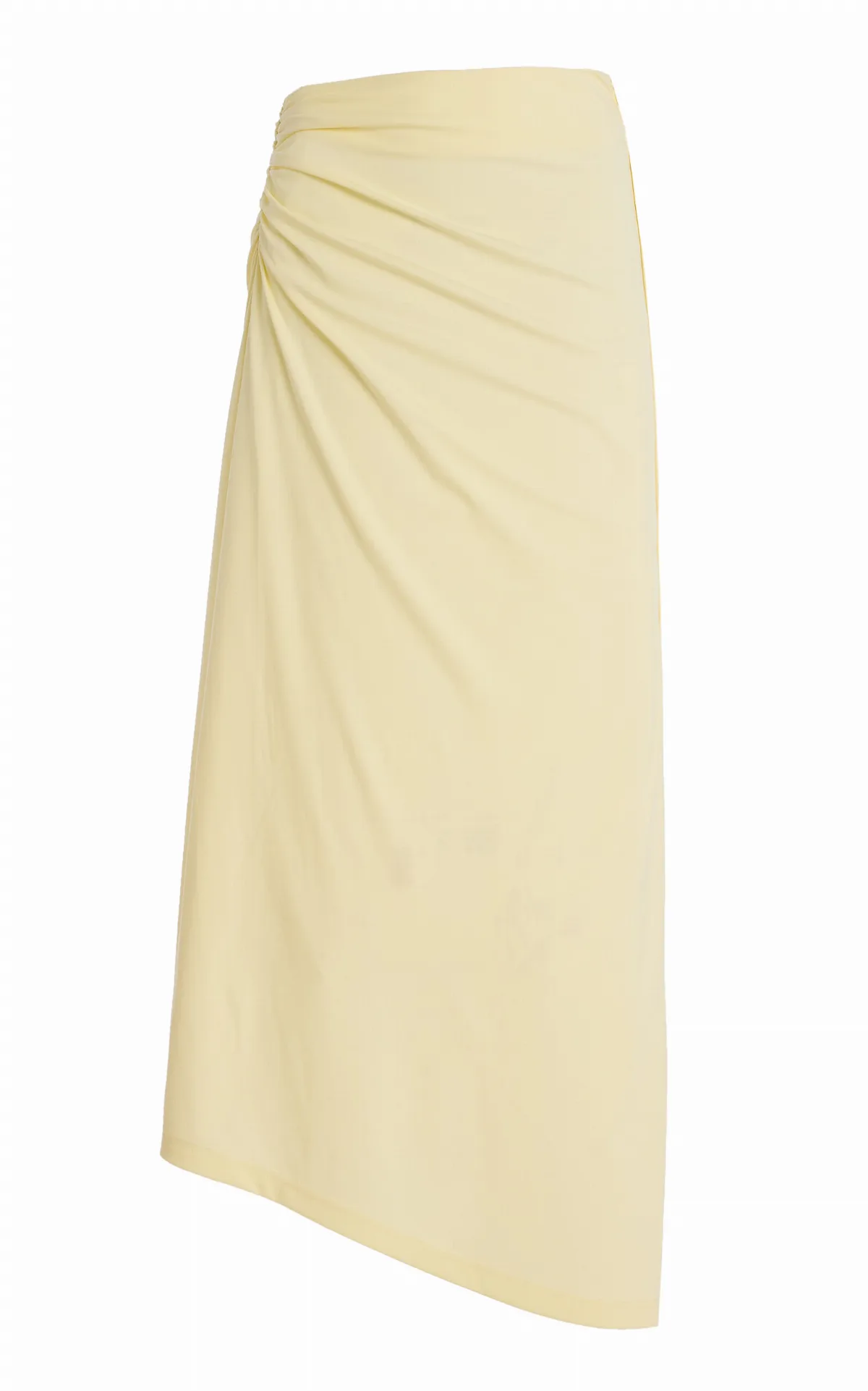 Shelby Ruched Jersey Asymmetric Maxi Skirt