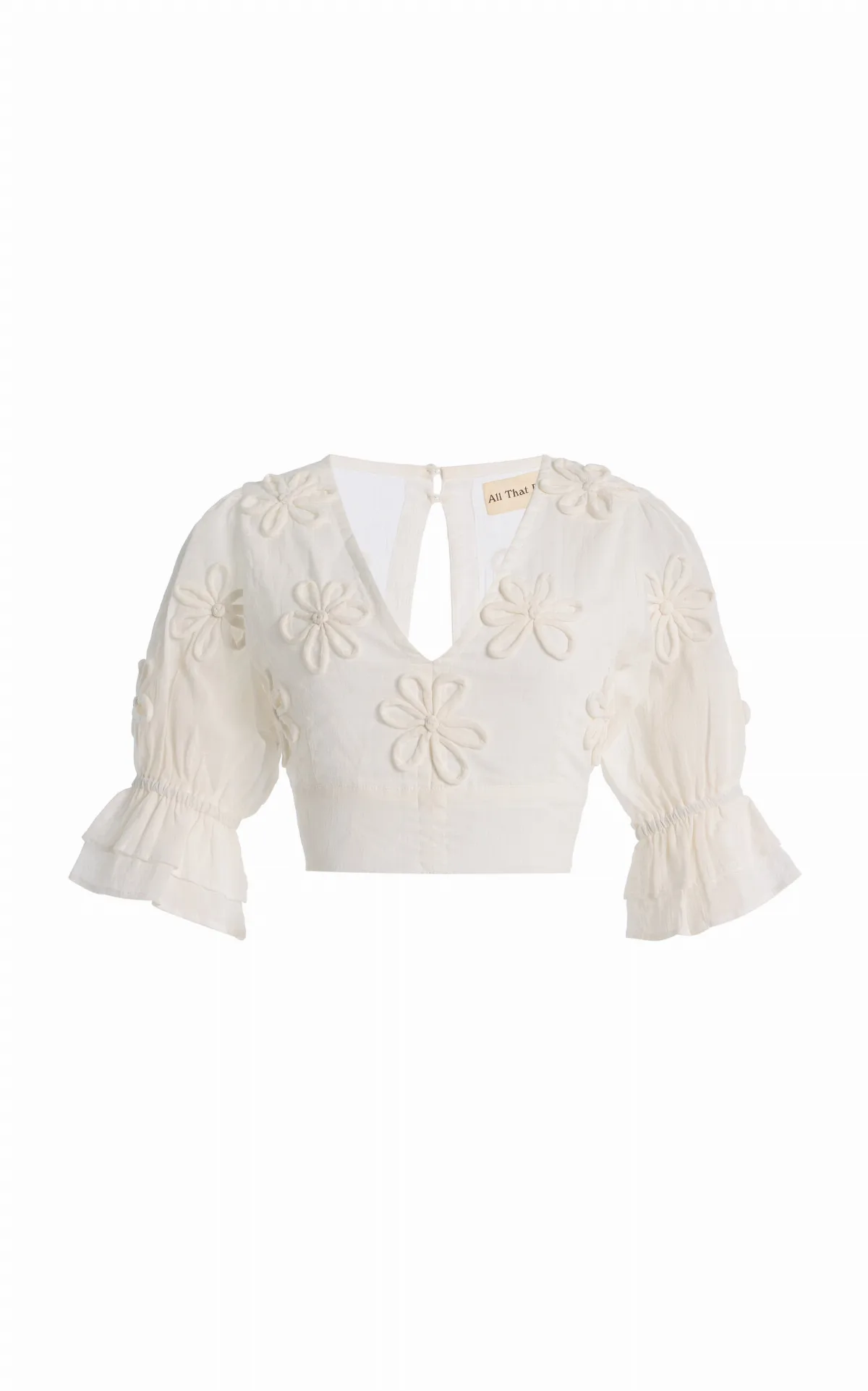 Fleur Floral-Appliquéd Cotton-Silk Top by All That Remains