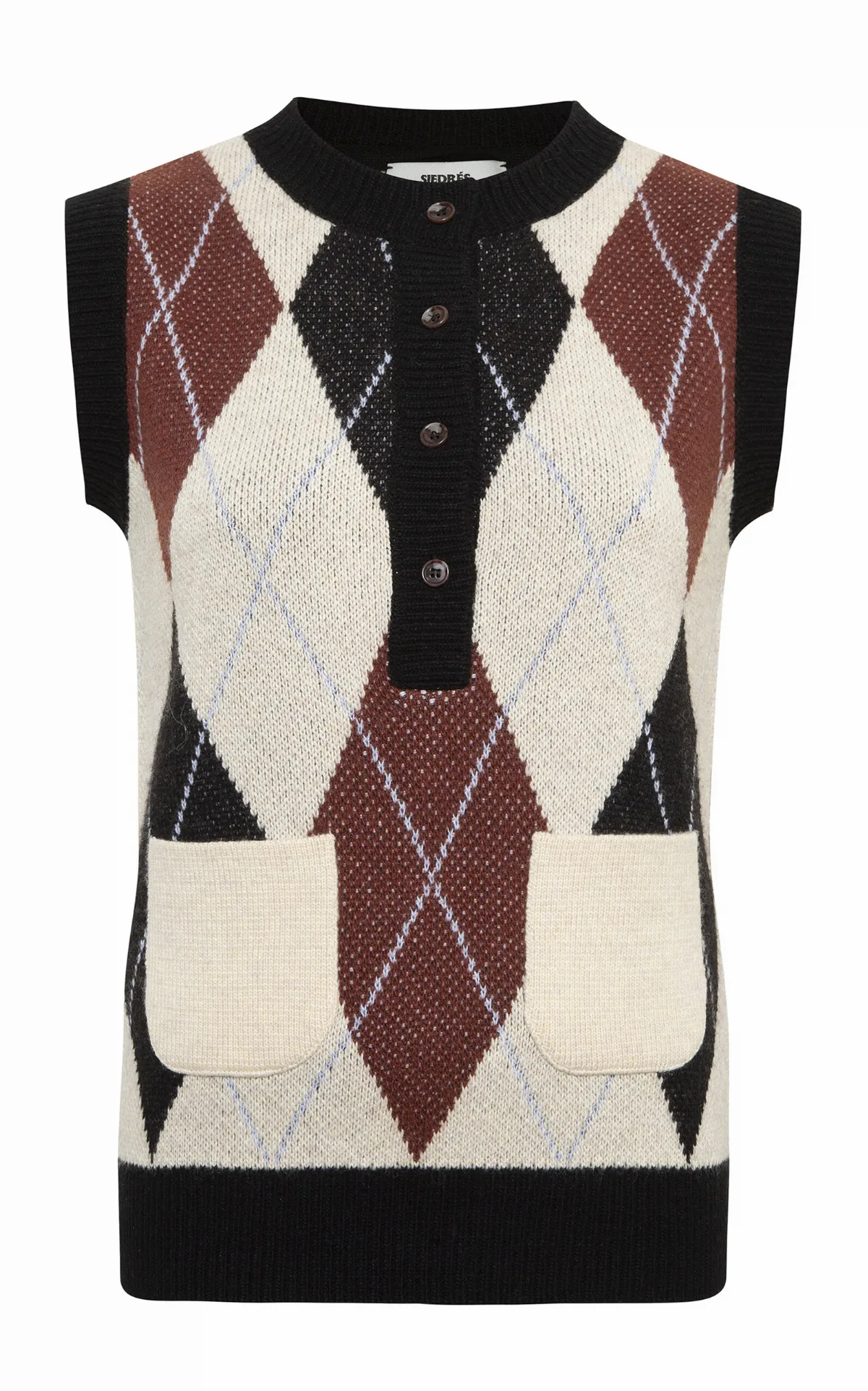 Carina Half-Buttoned Wool-Blend Vest