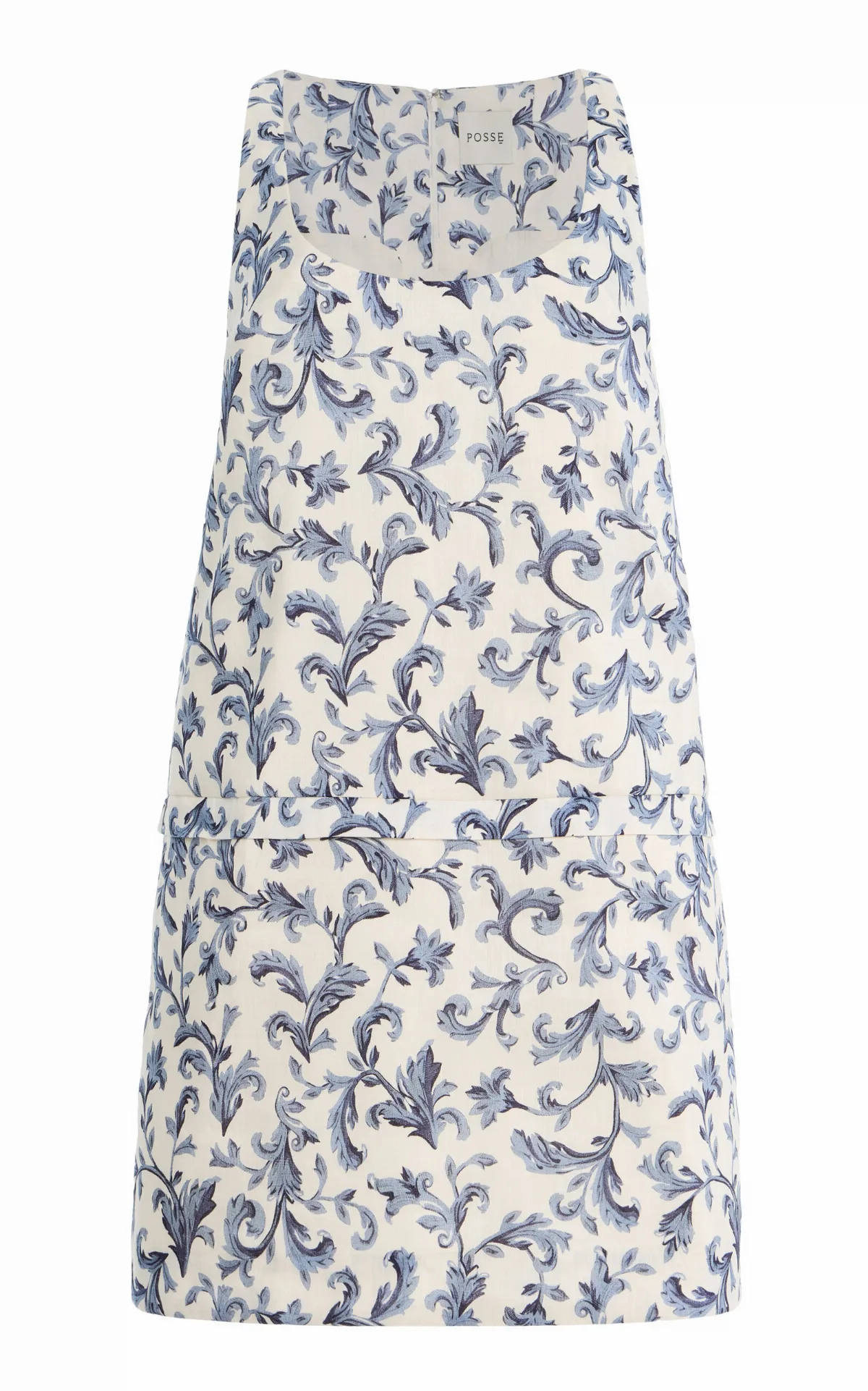 Rue Baroque-Print Linen-Silk Mini Shift Dress by Posse