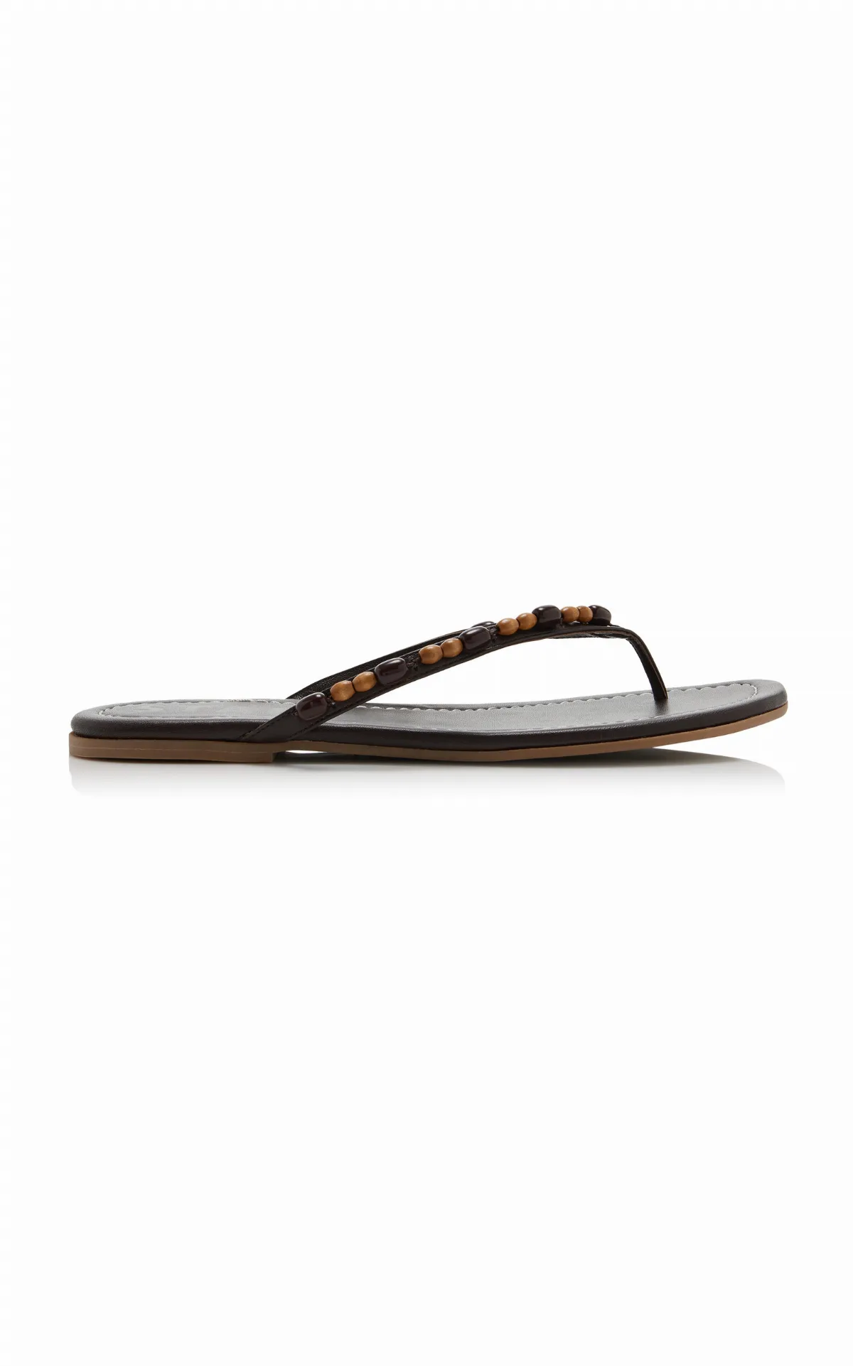 Freja Beaded Leather Thong Sandals by STAUD