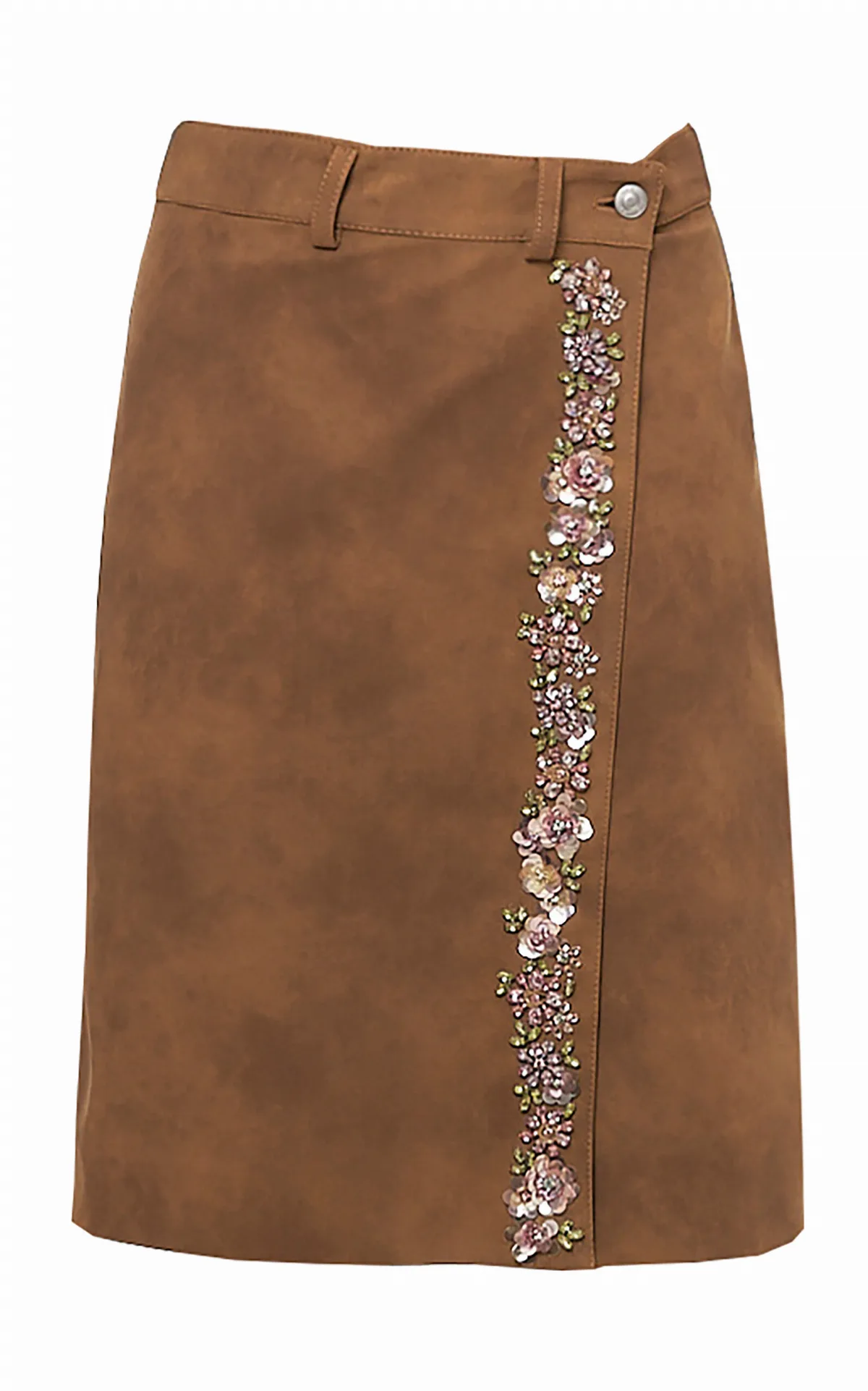 Embroidered Faux Suede Wrap Skirt by DES_PHEMMES