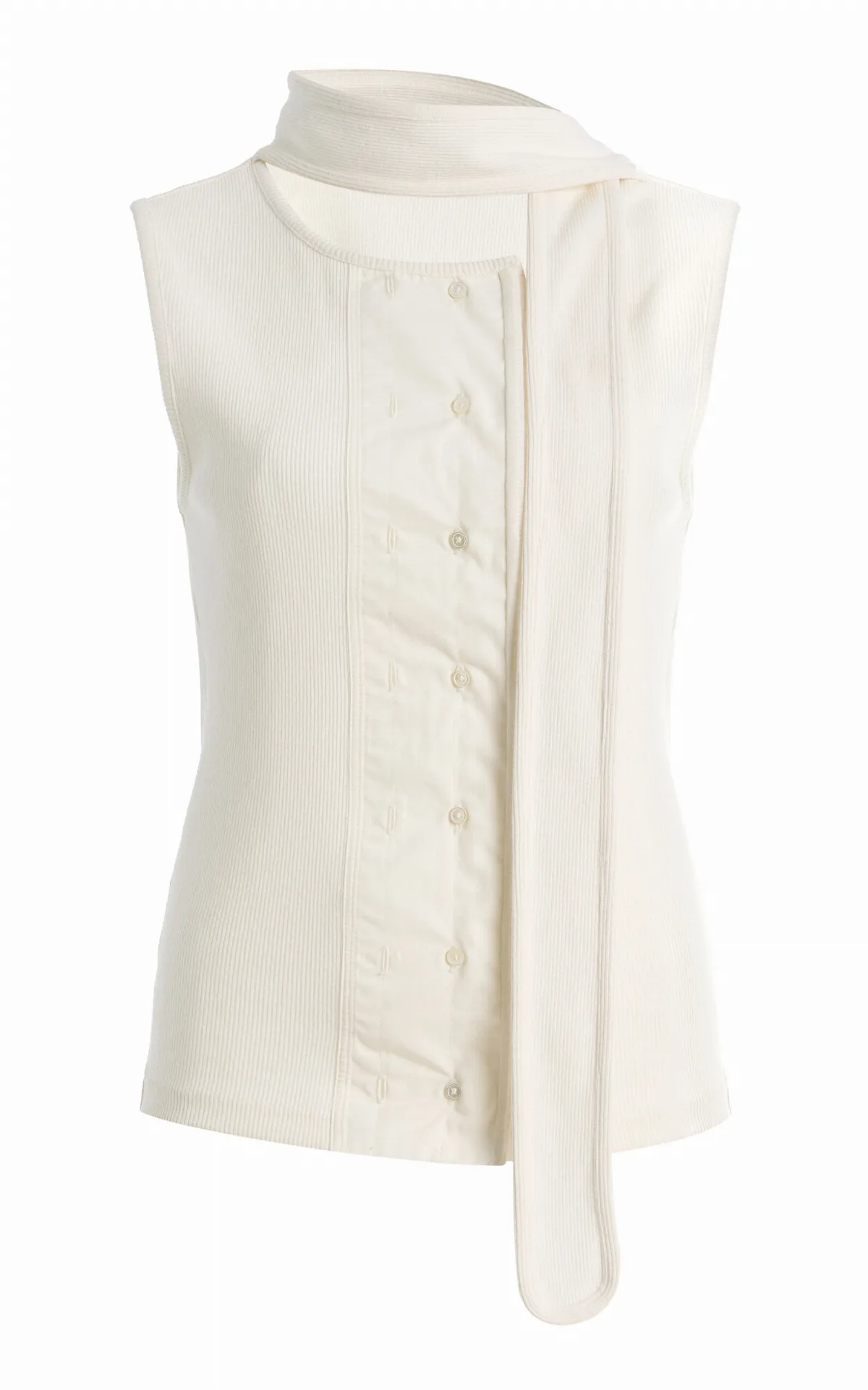 Asymmetric Fitted Cotton-Linen Top by Lemaire