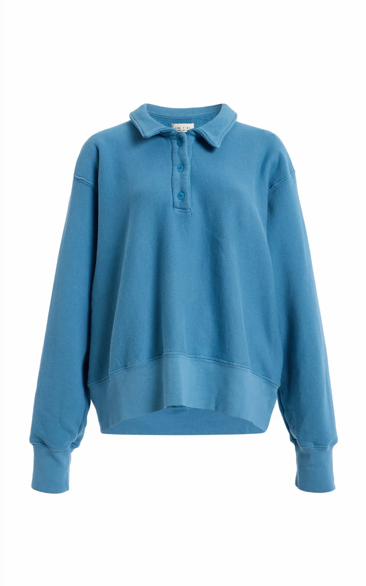 Cotton Henley Polo Sweatshirt