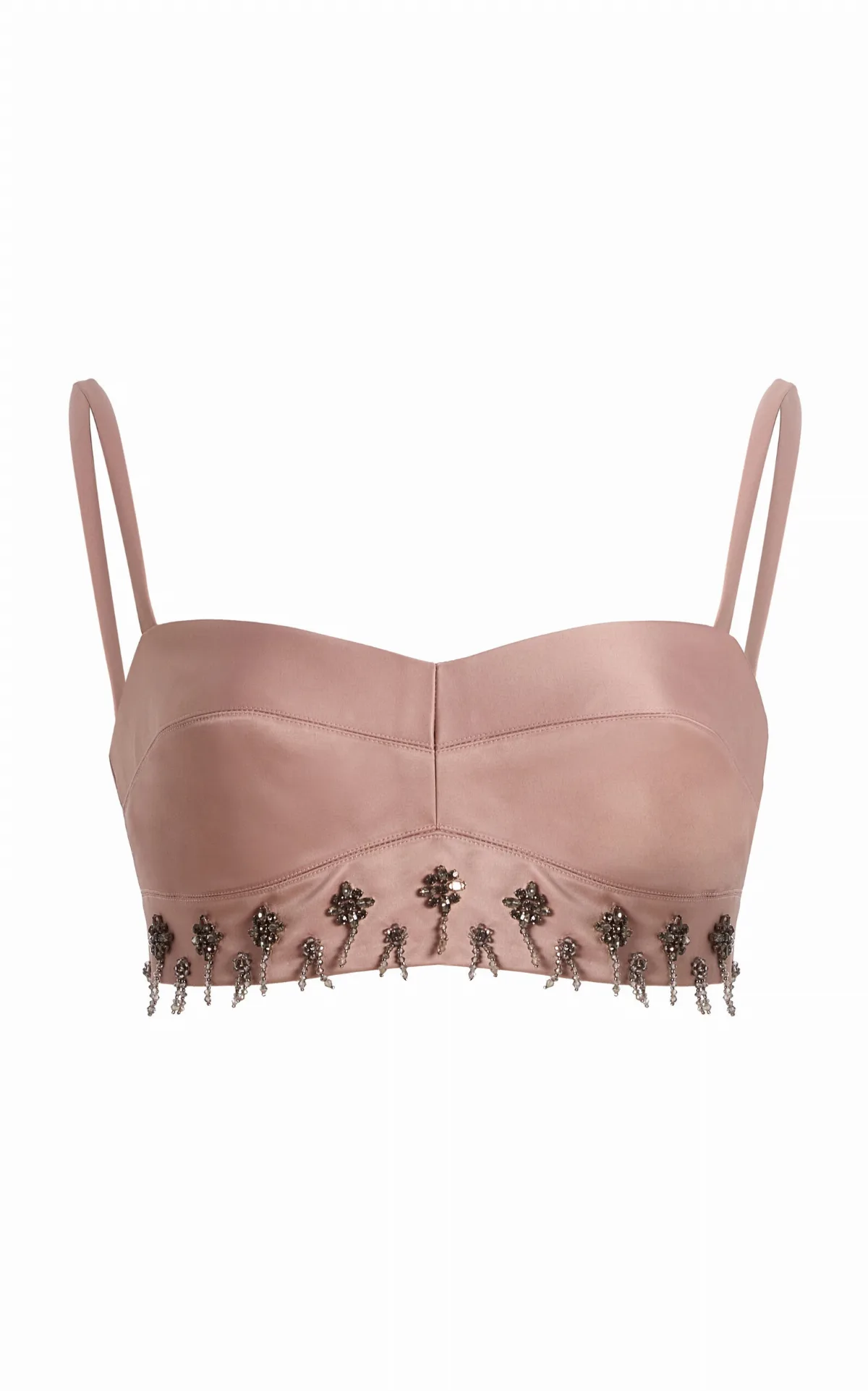 Mili Beaded Satin Crop Top by Alexis