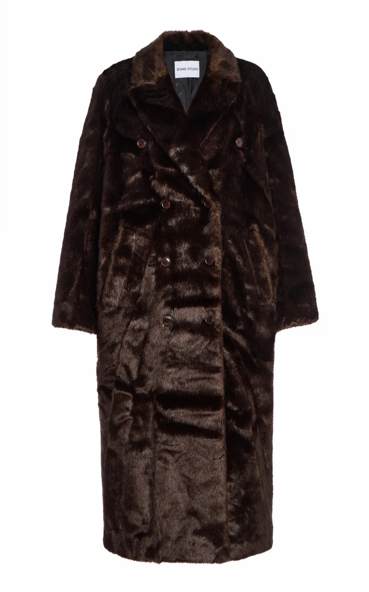 Harper Faux Fur Double-Breasted Coat by Stand Studio