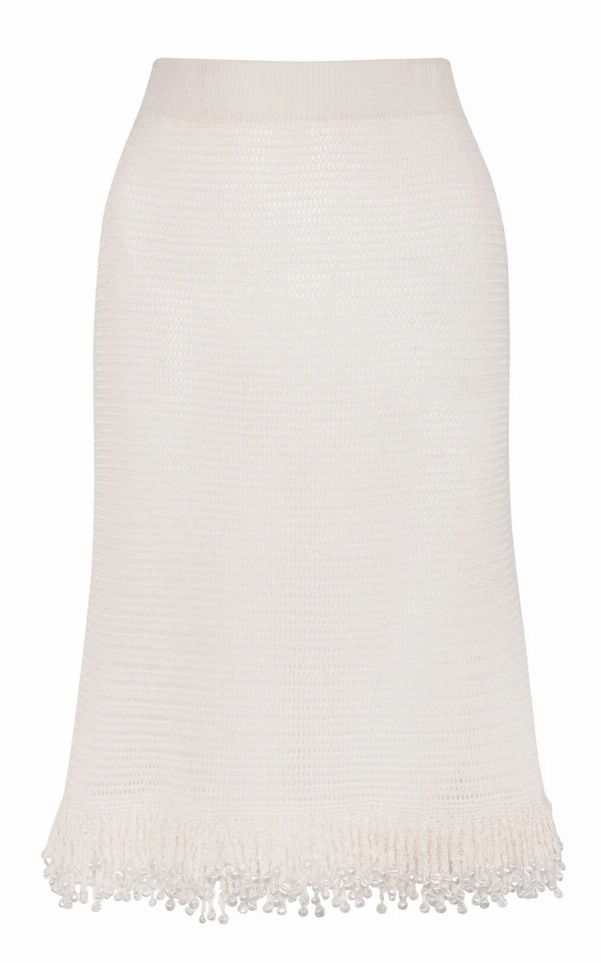 Fringed Knit Cotton Midi Skirt by Paris Georgia