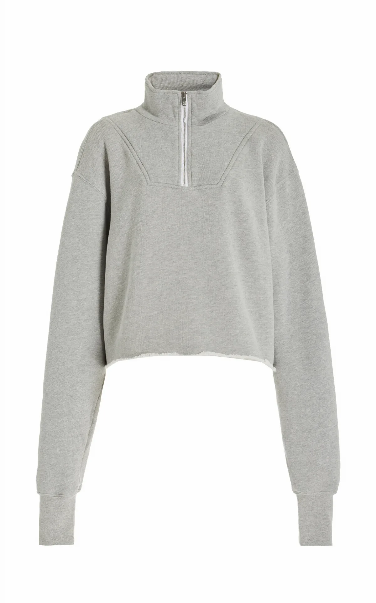 Haley Cropped Half-Zip Cotton Sweatshirt by Les Tien