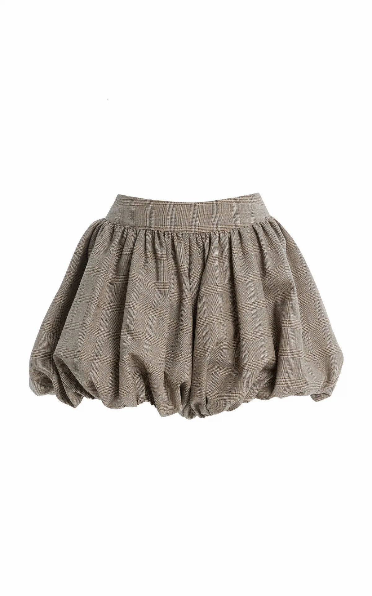 Alina Plaid Wool-Blend Bubble-Hem Shorts