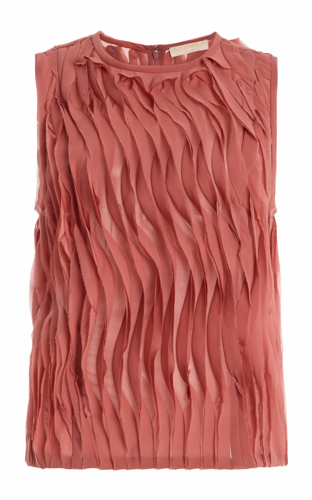 Celina Pleated Raw-Edge Silk-Blend Top by Ulla Johnson