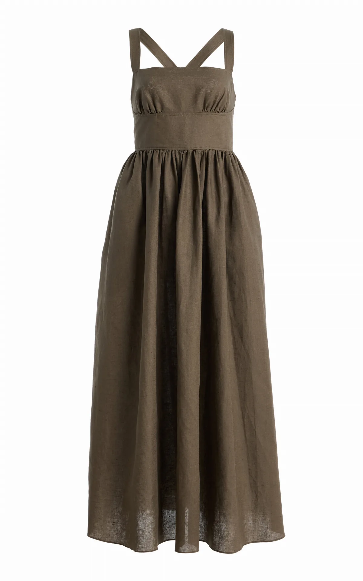 Crossback Linen-Cotton Midi Dress by Matteau